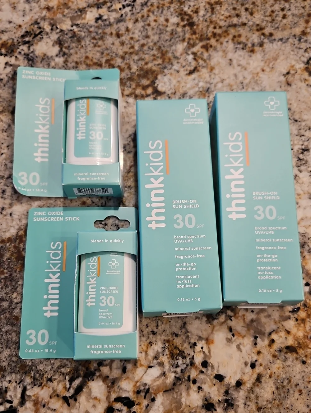 thinkkids SPF 30 Mineral Sunscreen Stick & Brush-On Sun Shield - 4 Pack